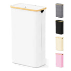 SpaceAid Laundry Hamper with Lid, 110L Large Tall Clothes Basket Bin with Bamboo Handles, Collapsible Laundry Hamper for Bedroom, Bathroom, Dorm, Laundry Room - Black