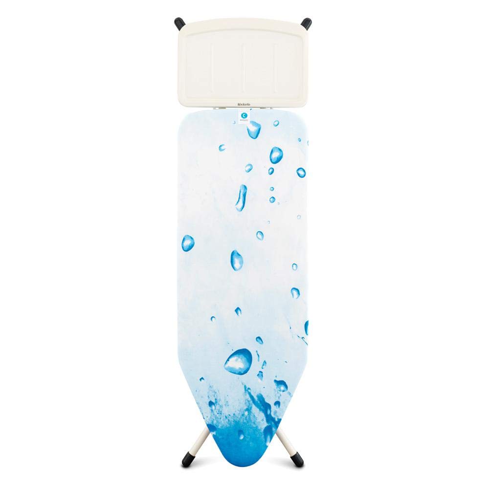 Brabantia XL Comfort Ironing Board with Solid Steam Iron Rest | Large (Size C) | Fairtrade Denim Black Cover | Adjustable Height (27-38"), Easy Fold, Anti-Collapse Lock, Non-Slip Feet