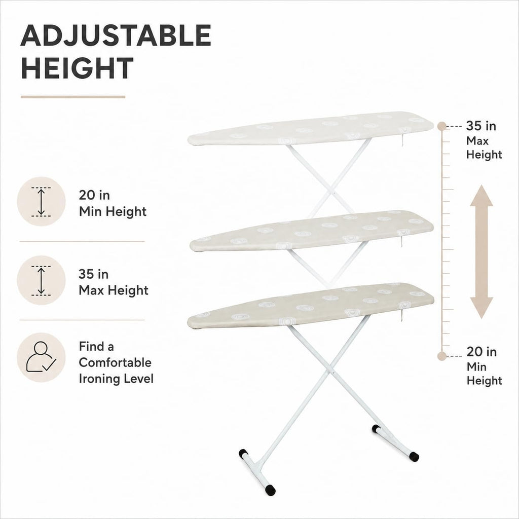 Folding T-Leg Ironing Board, 53 x 14 Inch, Adjustable Height, for Home Use