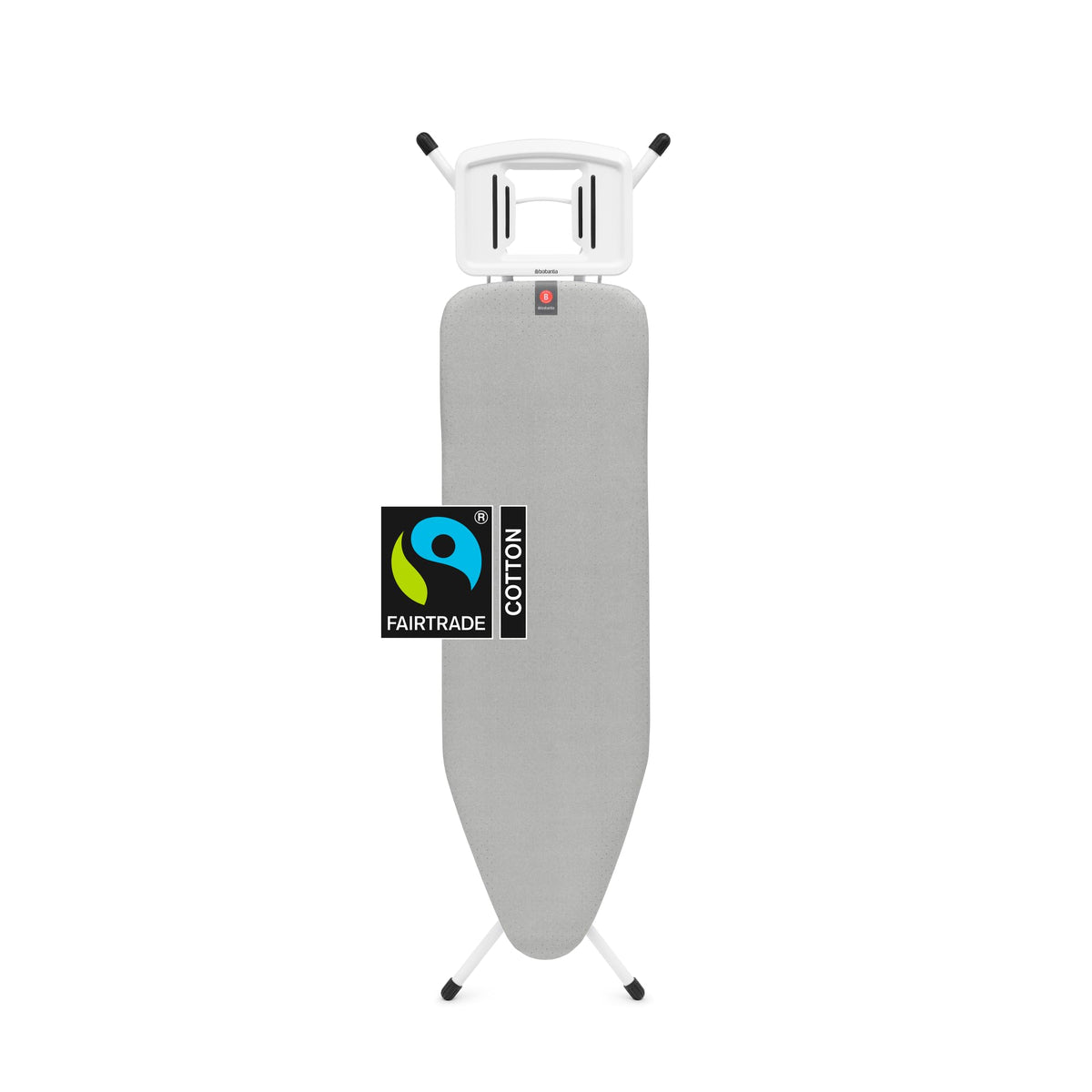 Brabantia Comfort Ironing Board with Solid Steam Iron Rest | Medium (Size B) | Fairtrade Denim Black Cover | Adjustable Height (27-38"), Easy Fold, Anti-Collapse Lock, Non-Slip Feet