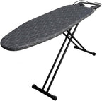 Ironing Board with Iron Rest – Full Size Foldable Board – Adjustable Height Steel Mesh Surface – Gray Padded Cotton Cover