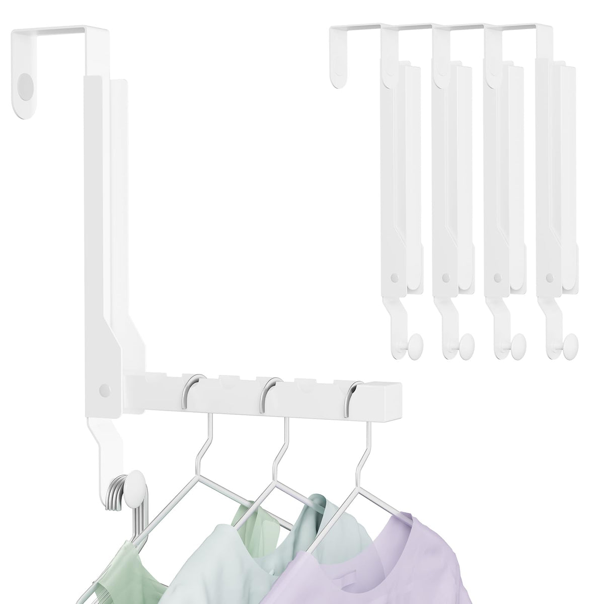 BAKON Over The Door Hanger Folding Clothes Drying Rack, Folding Hanging Coat Rack for Indoor Laundry Room Compact Small Space Foldable Portable Clothing Hanger Hook Collapsible- 2 Pack