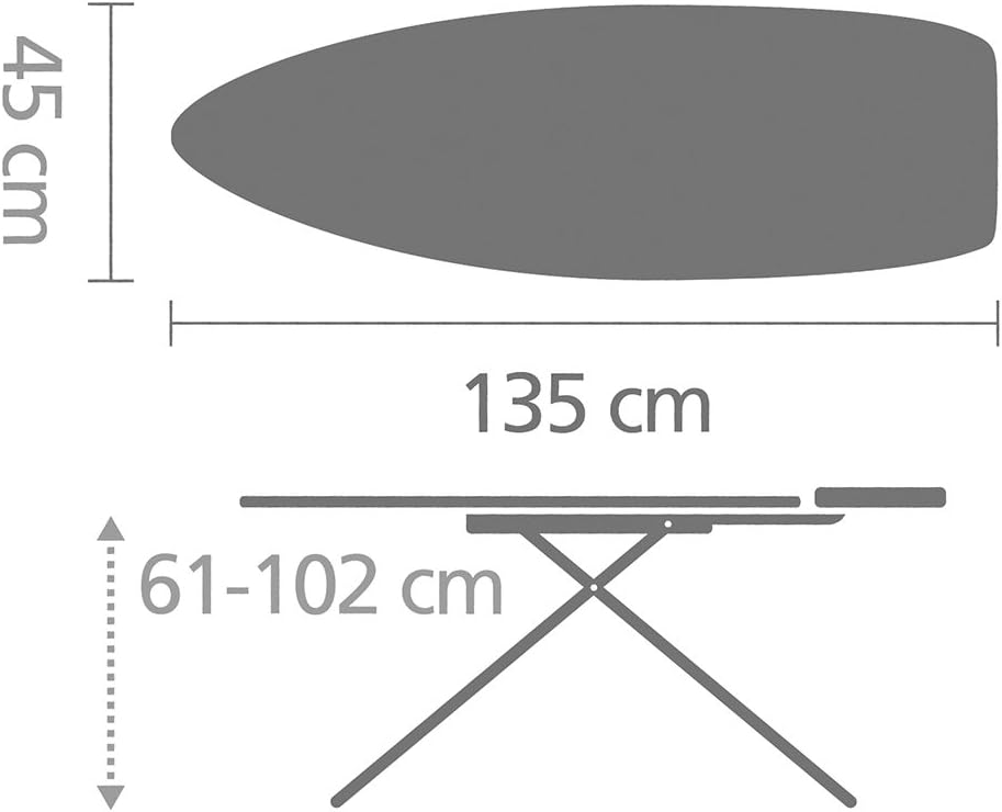 Brabantia Premium Ironing Board with Heat Resistant Parking Zone | X-Large (Size D) | Fairtrade Titan Oval | Tall & Wide, Adjustable Height (31-40"), Easy Fold, Anti-Collapse Lock, Non-Slip Feet