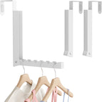 2 Pack Over The Door Hanger, Folding Over The Door Drying Rack, Over The Door Hooks, Door Hanger for Clothing, Over The Door Clothes Hanger,Portable Compact Clothes Drying Rack,White