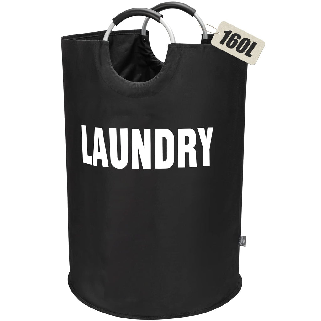 DOKEHOM 125L X-Large Laundry Basket Bag, Collapsible Tall Hamper, Black
