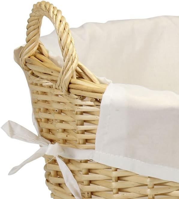 Household Essentials Wicker Laundry Basket with Handles, Handwoven Willow, and Removable Washable Liner, Natural