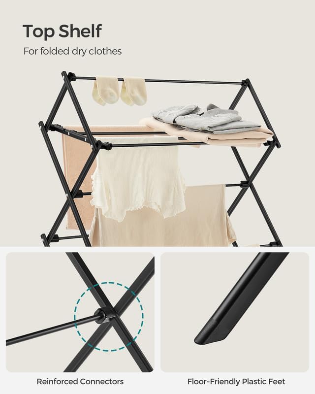 SONGMICS Foldable Clothes Drying Rack, 29.5 x 14.6 x 53.1 Inches