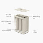 Joseph Joseph Tota Trio 90 liter/23.8 gallon Laundry Hamper Separation Basket with lid, 3 Removable Washing Bags with Handles- Ecru