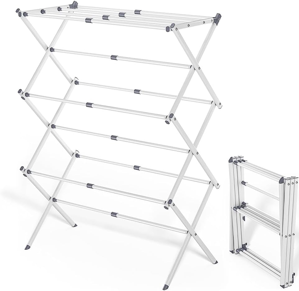 Foldable Clothes Drying Rack 41"x29"x14" - White