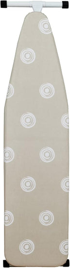 Ironing Board, Adjustable Height Folding T-Leg Ironing Board with Thick Padded Cotton Cover and Steel Frame, Beige, Full Size 53 x 14 Inch