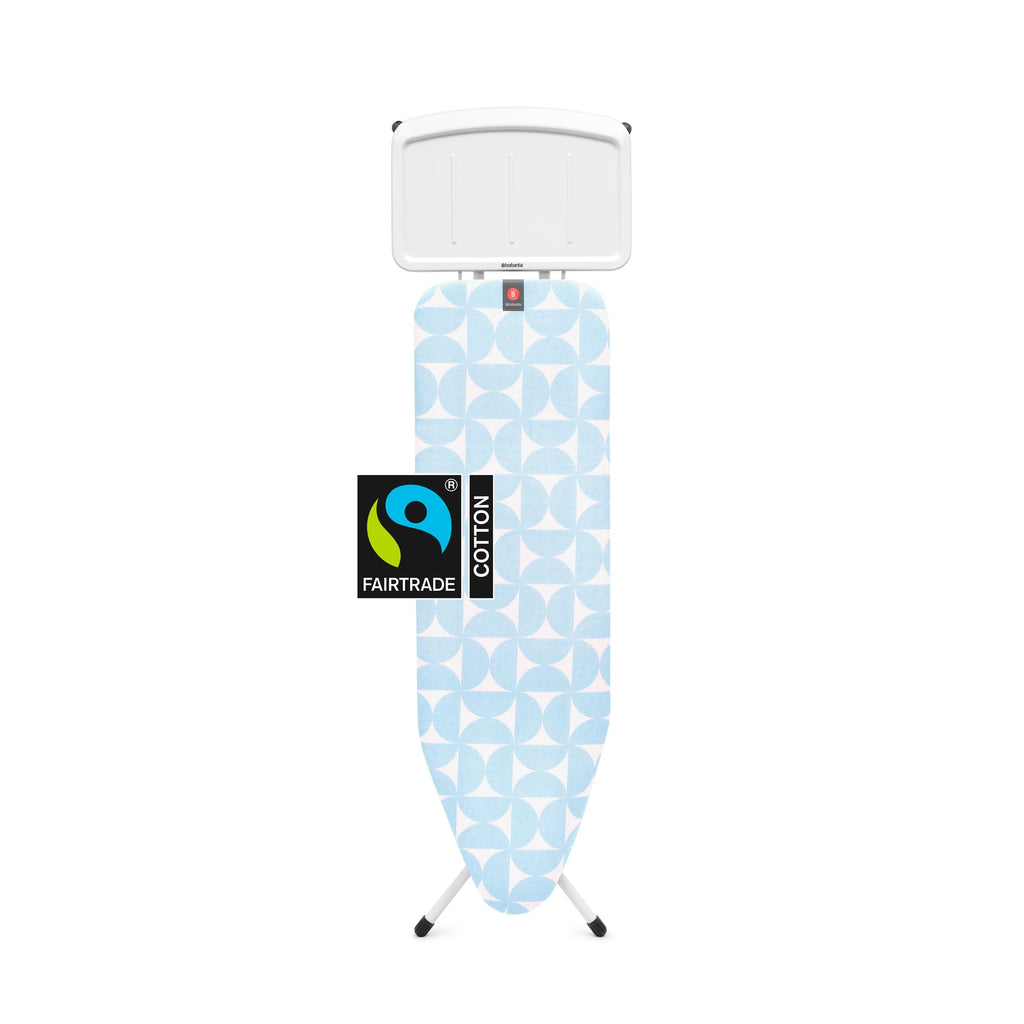 Brabantia Comfort Ironing Board with Solid Steam Iron Rest | Medium (Size B) | Fairtrade Denim Black Cover | Adjustable Height (27-38"), Easy Fold, Anti-Collapse Lock, Non-Slip Feet