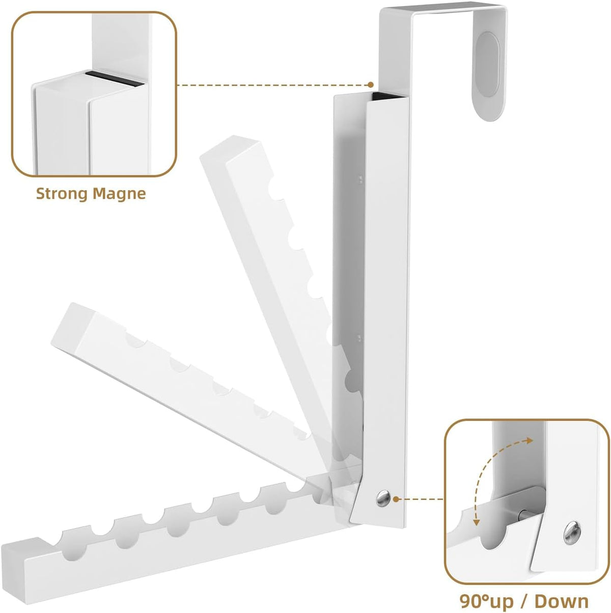BAKON Over The Door Hanger Folding Clothes Drying Rack, Folding Hanging Coat Rack for Indoor Laundry Room Compact Small Space Foldable Portable Clothing Hanger Hook Collapsible- 2 Pack