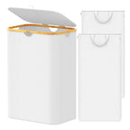 SpaceAid Laundry Hamper with Lid, 110L Large Tall Clothes Basket Bin with Bamboo Handles, Collapsible Laundry Hamper for Bedroom, Bathroom, Dorm, Laundry Room - Black