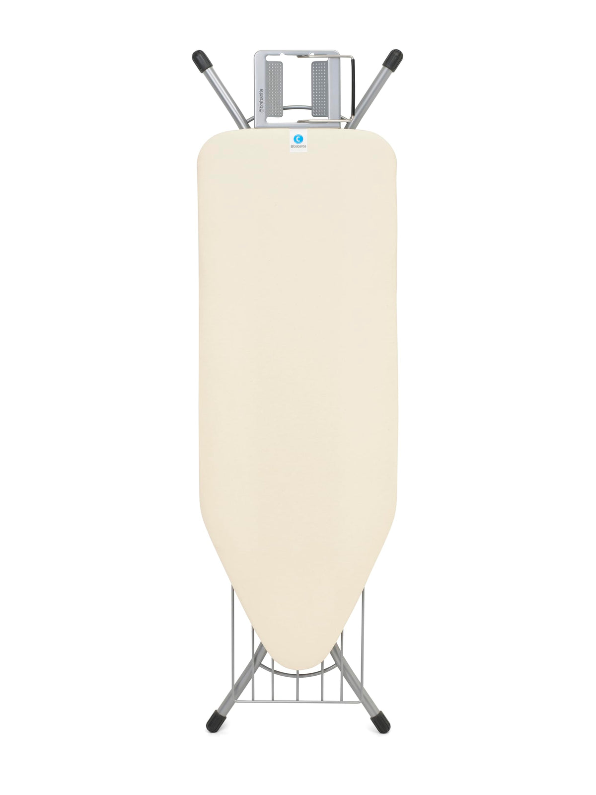 Brabantia XL Comfort Ironing Board with Solid Steam Iron Rest | Large (Size C) | Fairtrade Denim Black Cover | Adjustable Height (27-38"), Easy Fold, Anti-Collapse Lock, Non-Slip Feet