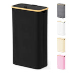 SpaceAid Laundry Hamper with Lid, 110L Large Tall Clothes Basket Bin with Bamboo Handles, Collapsible Laundry Hamper for Bedroom, Bathroom, Dorm, Laundry Room - Black