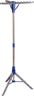 Honey-Can-Do 64-Inch Steel Tripod Clothes Drying Rack, Foldable Collapsible Laundry Stand with 3 Rotatable Arms, Holds 30 Hangers, Space-Saving Indoor Outdoor Air Dry Rack, Blue