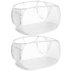 4 Pack Durable Collapsible Laundry Baskets, Mesh Foldable Laundry Basket, Pop Up Laundry Hamper with Pocket, Clothes Hamper with Reinforced Handles for Laundry, Bathroom, Kids Room, Dorm or Travel