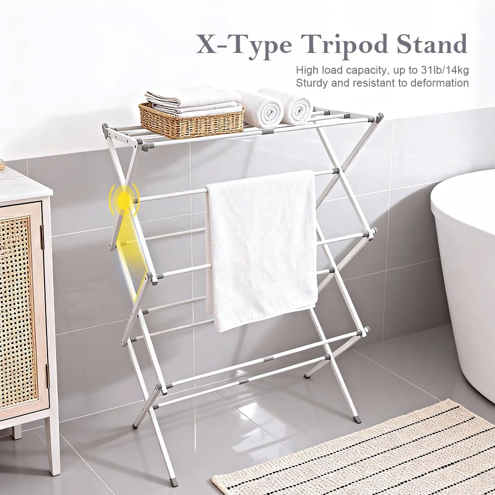 Foldable Clothes Drying Rack 41"x29"x14" - White