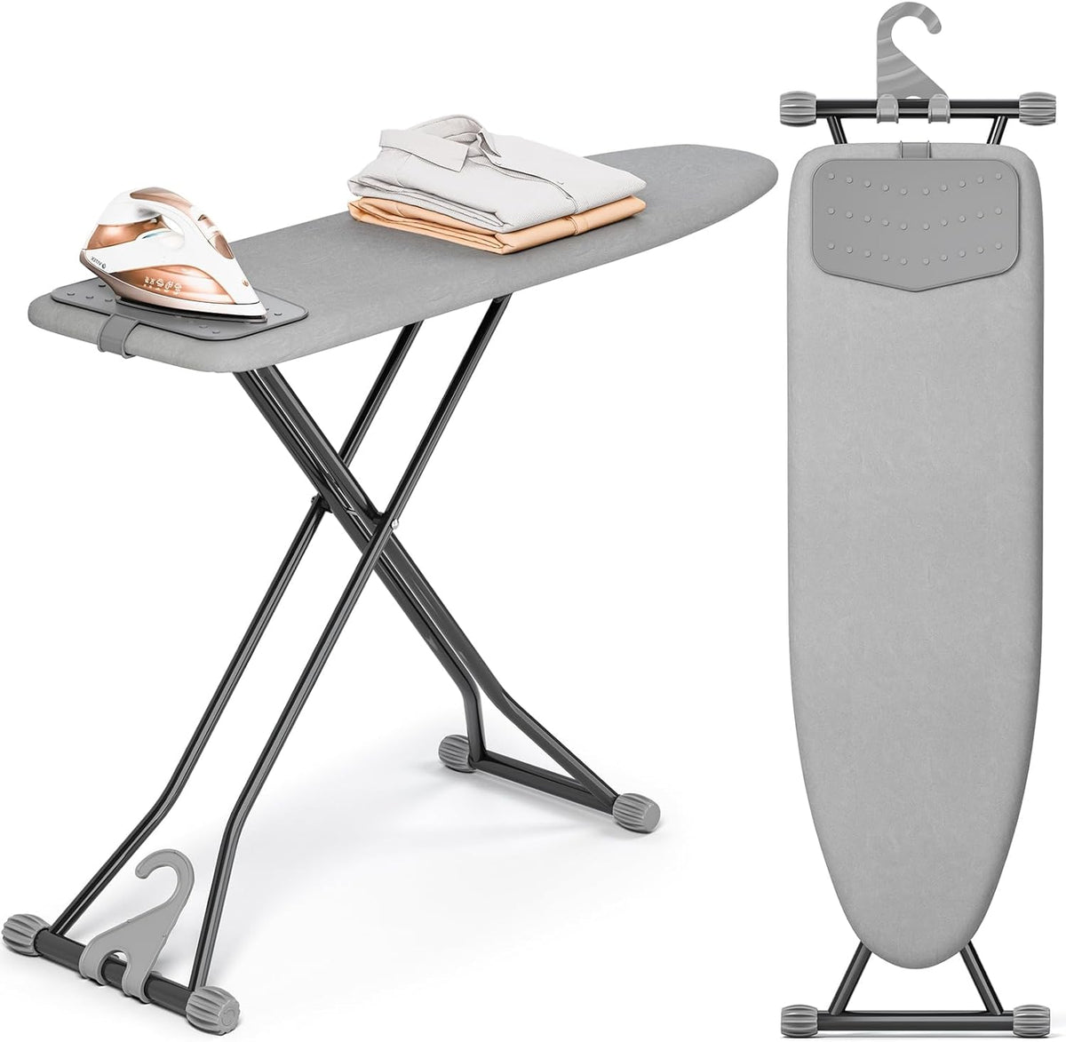 APEXCHASER Foldable Compact Heigh Adjustable Ironing Board with Silicone