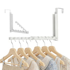 2 Pack Over The Door Hanger, Folding Over The Door Drying Rack, Over The Door Hooks, Door Hanger for Clothing, Over The Door Clothes Hanger,Portable Compact Clothes Drying Rack,White