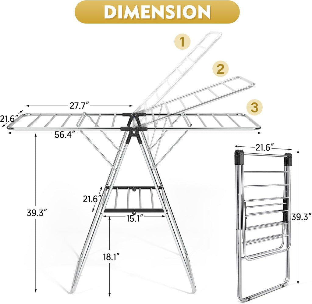 APEXCHASER Large Stainless Steel Clothes Drying Rack