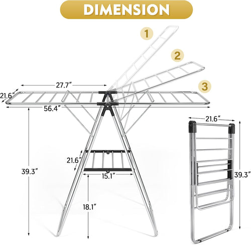 APEXCHASER Large Stainless Steel Clothes Drying Rack