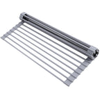 Ohuhu Over Sink Dish Drying Rack Silicone Wrapped 17.6" W x 15.4" L Large Over the Sink Roll Up Dish Drainer - Foldable Sink Drying Rack Rolling Drain Mats Anti-Slip Multipurpose for Kitchen Counter