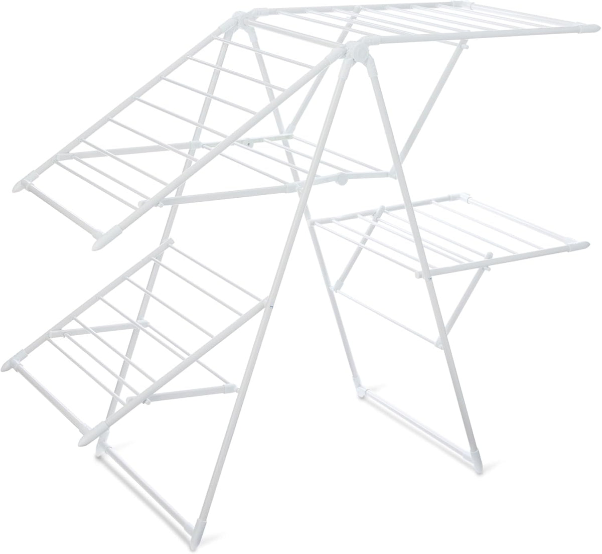 Amazon Basics Foldable Space-Saving 2-Wing Metal Clothes Drying Rack, 61x23.6x39.3 inches, White