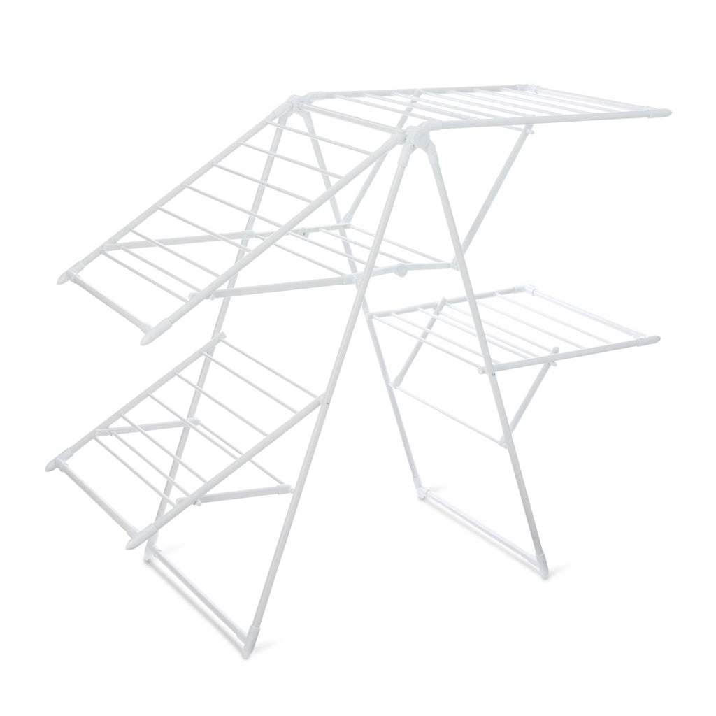 Amazon Basics Foldable Space-Saving 2-Wing Metal Clothes Drying Rack, 61x23.6x39.3 inches, White