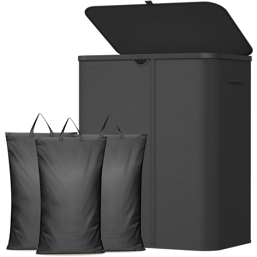 Lifewit 185L 3 Section Laundry Hamper with Lid, Laundry Basket, Beige