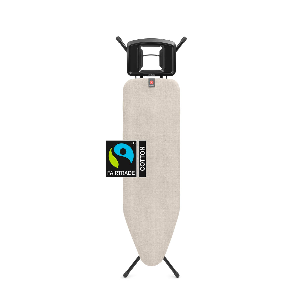 Brabantia XL Comfort Ironing Board with Solid Steam Iron Rest | Large (Size C) | Fairtrade Ecru Cover | Adjustable Height (27-38"), Easy Fold, Anti-Collapse Lock, Non-Slip Feet