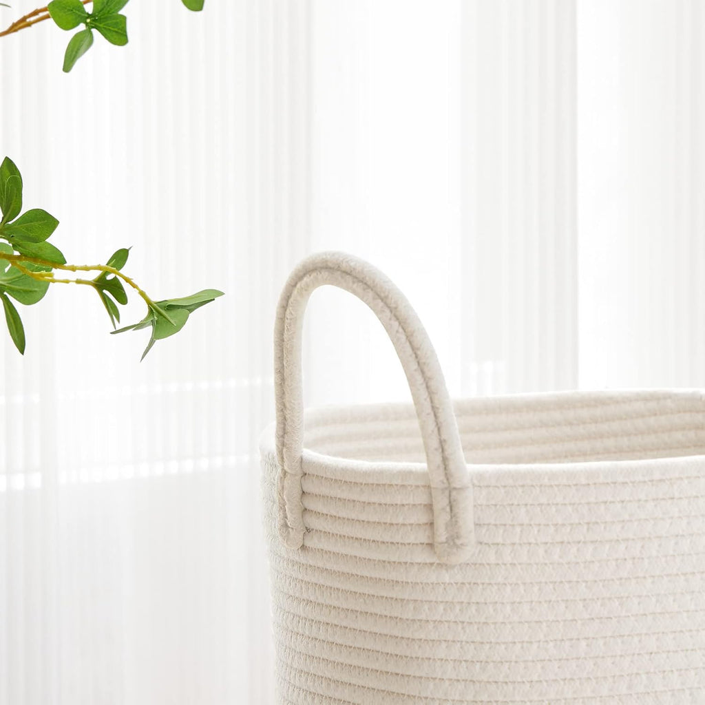 VIPOSCO 72L Tall Woven Laundry Basket Hamper, White