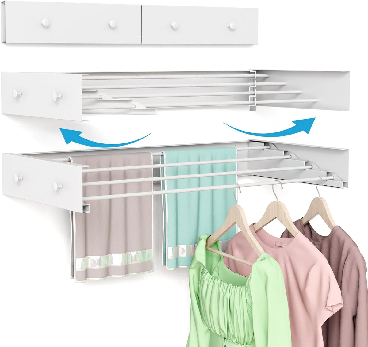 BAKON Wall Mounted Clothes Drying Rack 23.6'',Space Saving for Laundry Room