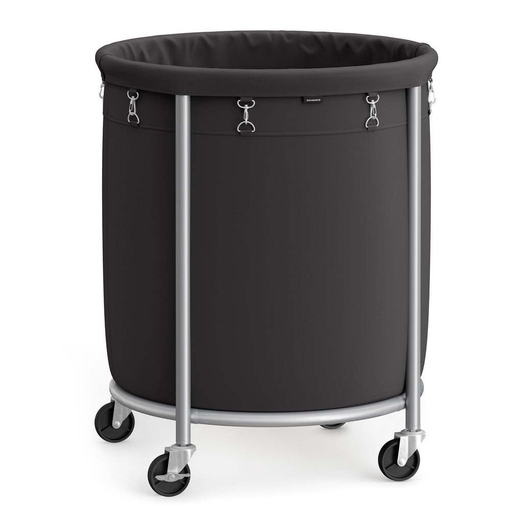 SONGMICS Laundry Basket with Wheels, 110L, Steel Frame, Removable Bag