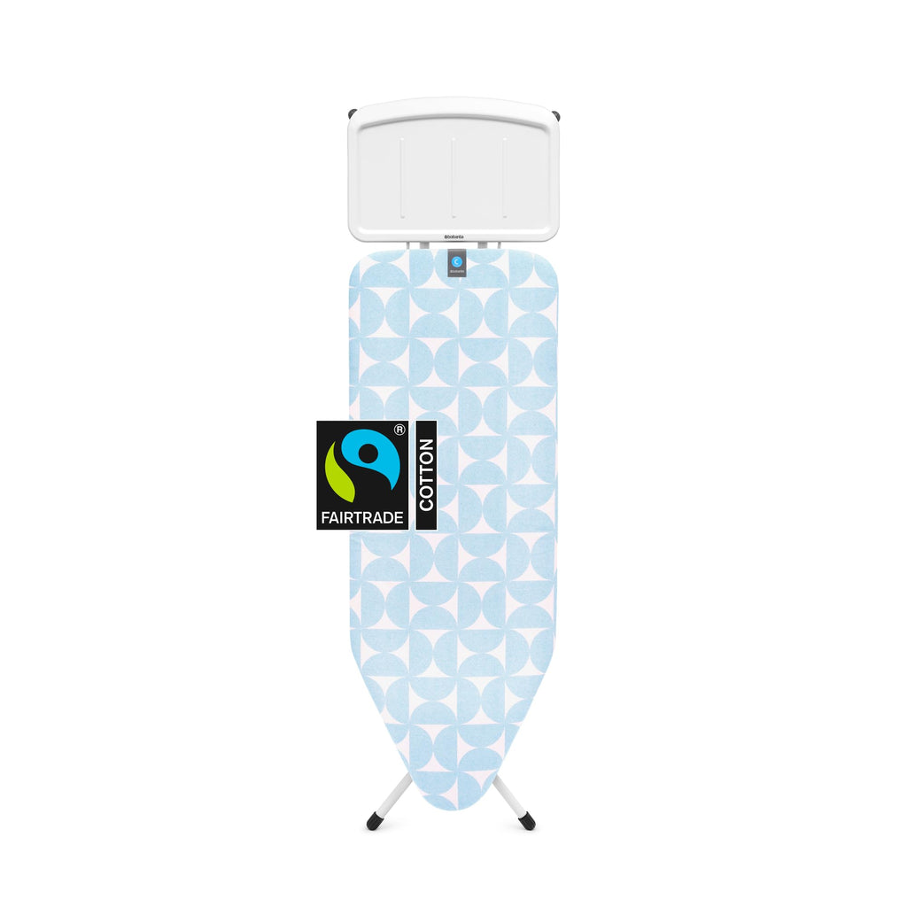 Brabantia XL Comfort Ironing Board with Solid Steam Iron Rest | Large (Size C) | Fairtrade Denim Black Cover | Adjustable Height (27-38"), Easy Fold, Anti-Collapse Lock, Non-Slip Feet