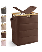 MIZATTO 2 Section Laundry Hamper with Lid, 140L Quilted Puffer Basket