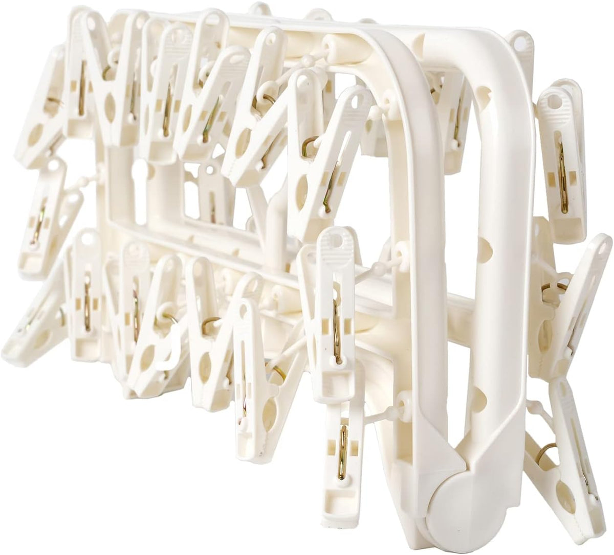 Foshine Foldable Clothes Drying Rack with 32 Drying Clips Wind-Proof Hook