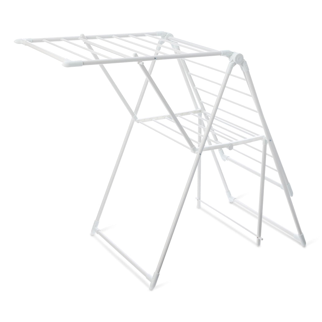 Amazon Basics Foldable Space-Saving 2-Wing Metal Clothes Drying Rack, 61x23.6x39.3 inches, White