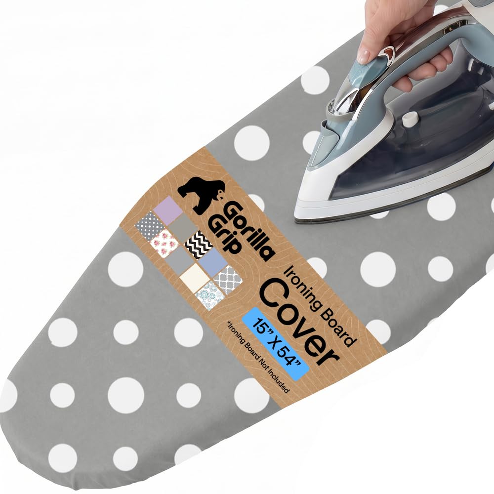 GORILLA GRIP Padded Ironing Board Cover, 15x54 Silver