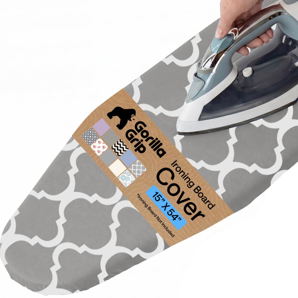 GORILLA GRIP Padded Ironing Board Cover, 15x54 Silver