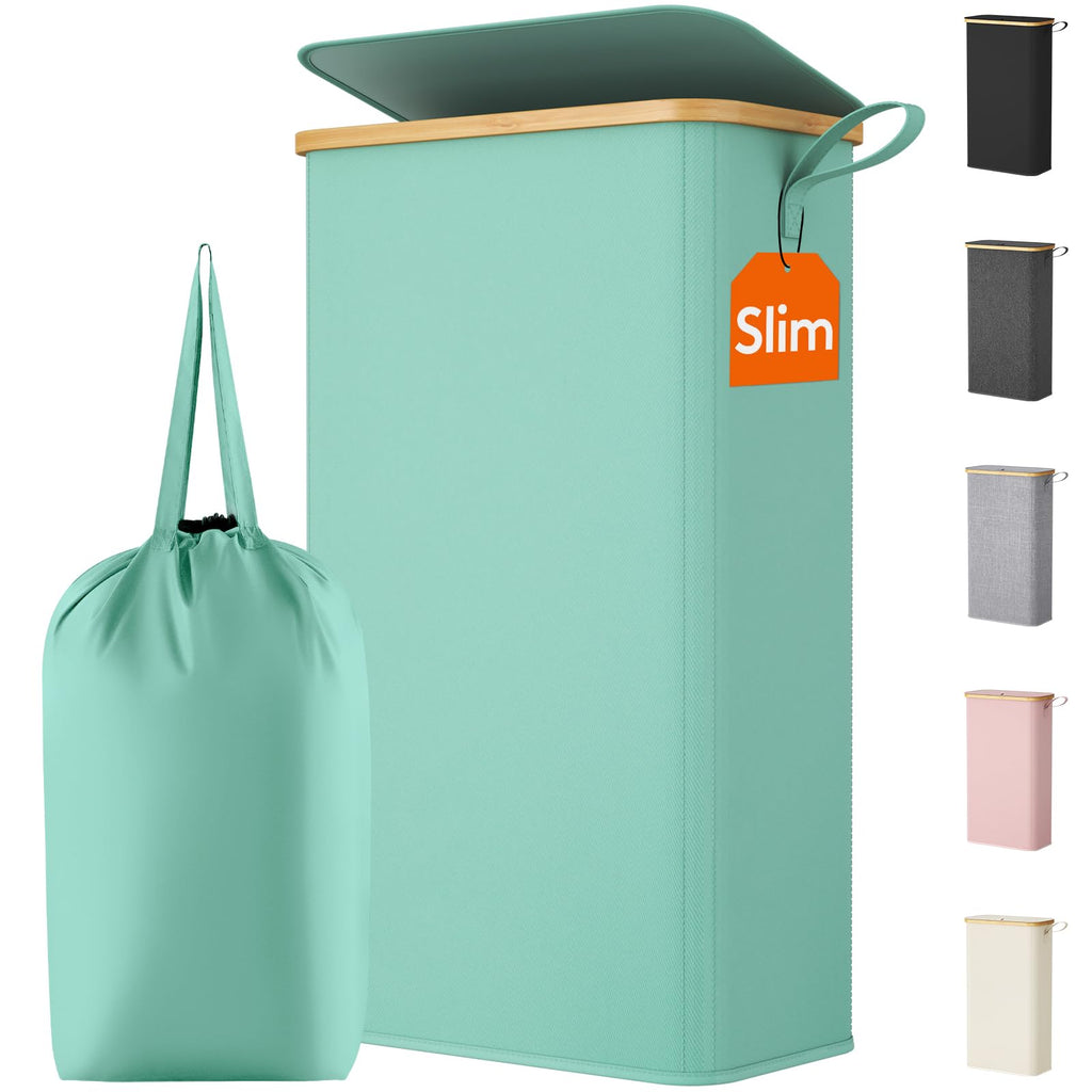 Lifewit 65L Slim Laundry Hamper with Lid and Removable Bag, Beige
