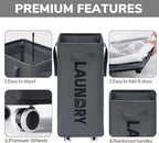 Goodpick 75L Laundry Basket with Wheels & Removable Wash Bag for Dorm
