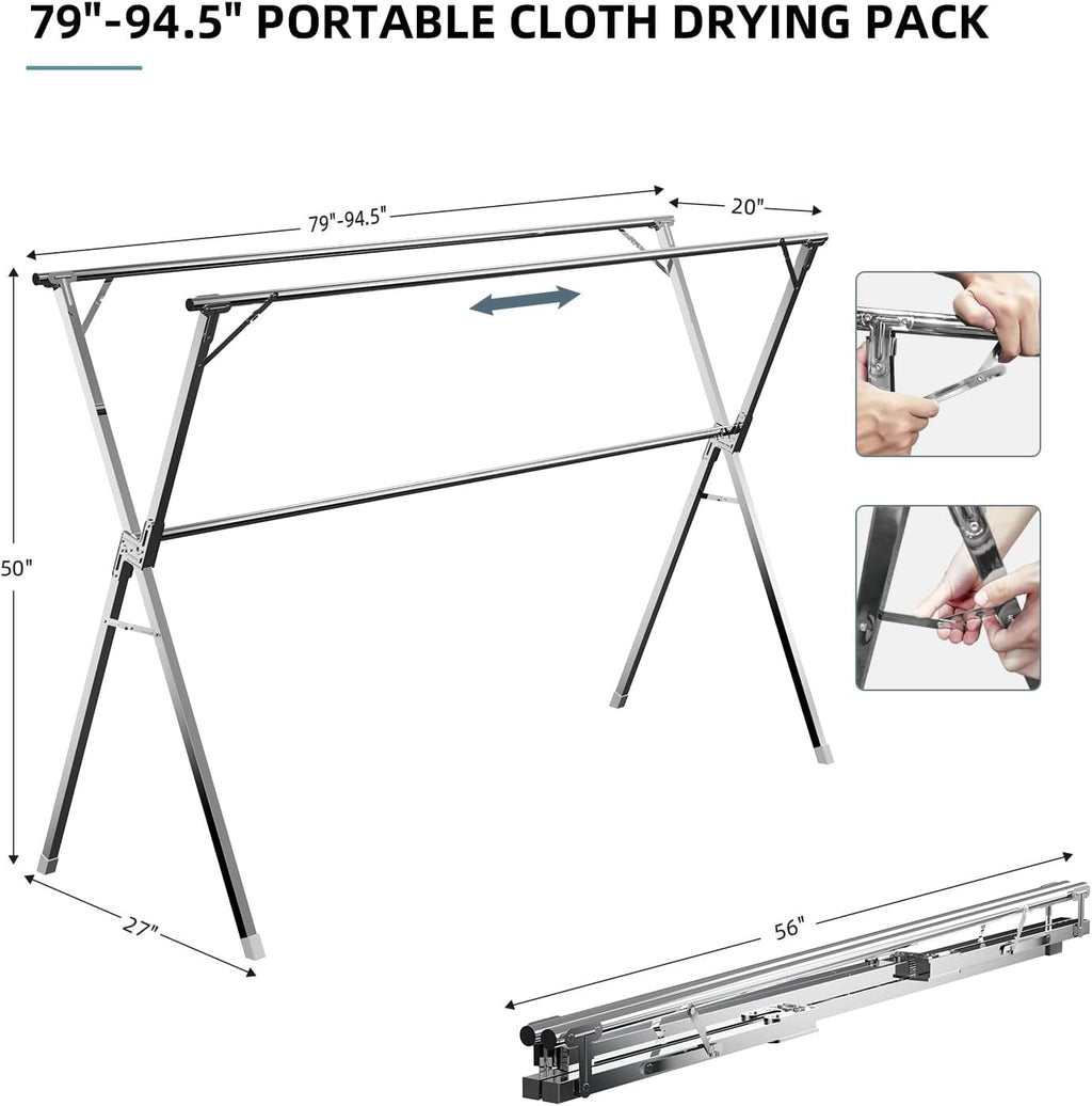 95" Clothes Drying Rack,Laundry Drying Rack Clothing for Indoor Outdoor