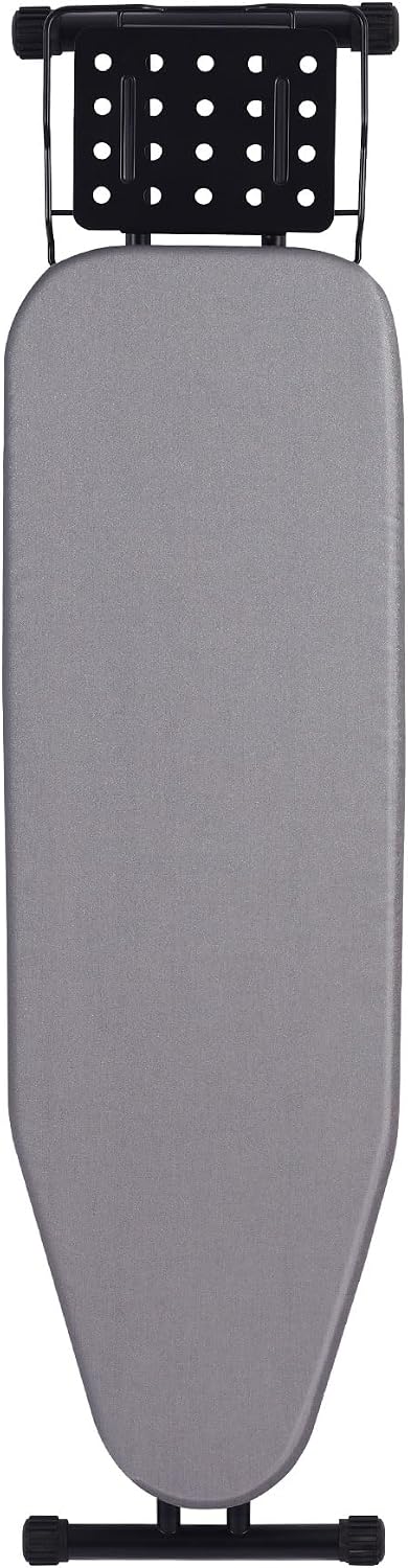 Jakeefud Deluxe Ironing Board with Heat Resistant Cover and Thicken Felt Pad, Heavy Sturdy Legs,Full Size Hanger Iron Board,Foldable (L-Grey)