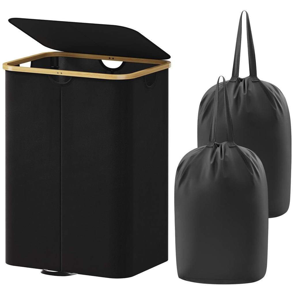 Lifewit 65L Slim Laundry Hamper with Lid and Removable Bag, Beige