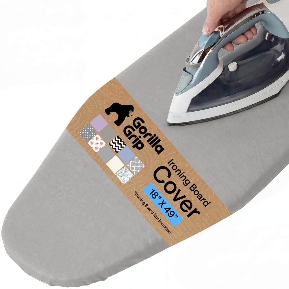 GORILLA GRIP Padded Ironing Board Cover, 15x54 Silver