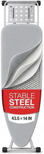 BKTD Full Size Ironing Board, Sturdy Frame, Heat Resistant Cover, Iron Rest