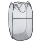 2 Packs Mesh Pop up Laundry Hamper (Black/Navy Blue) with Portable Durable Handles, Collapsible for Storage, Folding Pop-Up Clothes Hampers for Apartment, Home, College Dorm or Travel