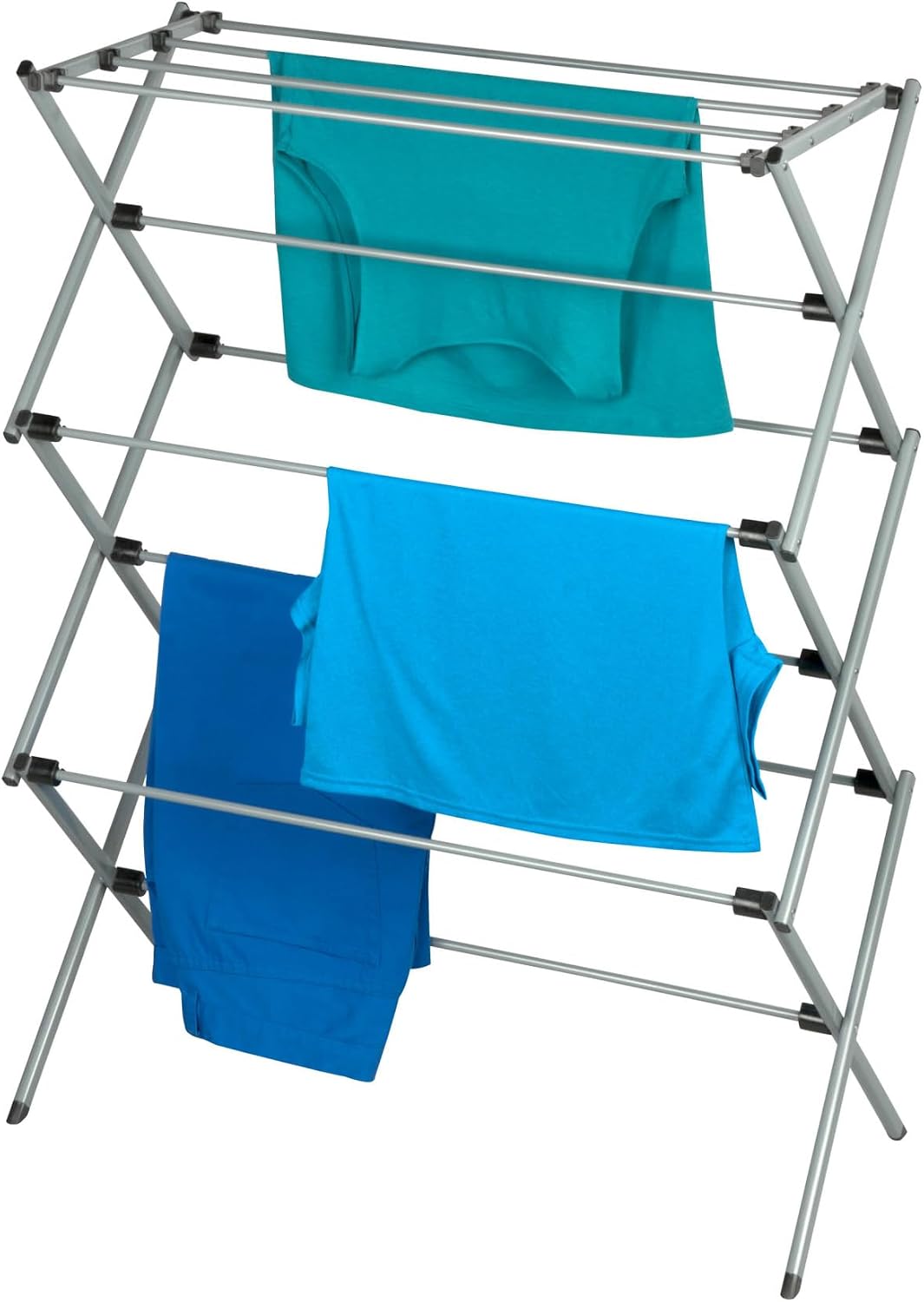 Honey-Can-Do Deluxe Metal Collapsible Clothes Drying Rack, 50 lbs, 29" x 14.2" x 42.1", White & Grey