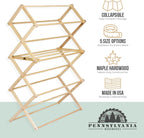 Pennsylvania Woodworks Clothes Drying Rack: Solid Maple Hard Wood Laundry Rack for Sweaters, Blouses, Lingerie & More, Durable Folding Drying Rack, Made in USA, No Assembly Needed, Medium